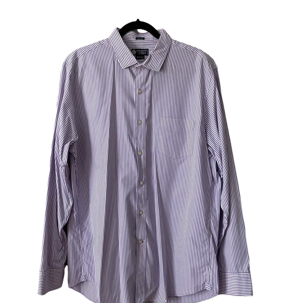 J Crew Men’s Purple White Stripe Dress Shirt XL